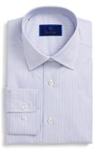 Men's David Donahue Regular Fit Stripe Dress Shirt .5 - 34/35 - Purple