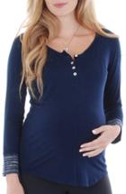 Women's Everly Grey 'meredith' Henley Maternity Top - Blue