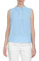 Women's Cece Pleat Front Spread Collar Blouse - Blue