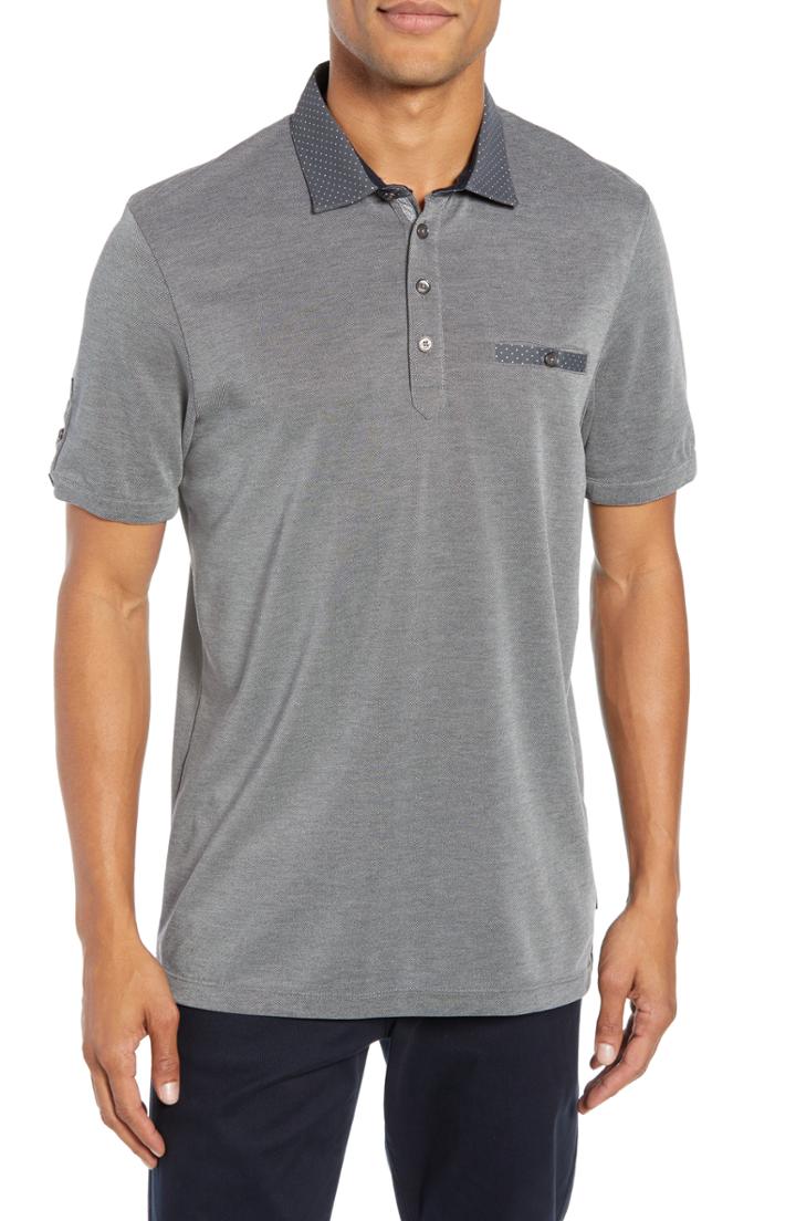 Men's Ted Baker London Slim Fit Marsh Soft Touch Pique Polo (l) - Grey