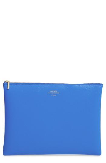 Delfonics Quitterie Large Faux Leather Pouch - Blue