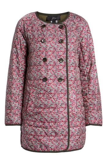 Women's J.crew Liberty Catesby Floral Reversible Puffer Jacket - Pink