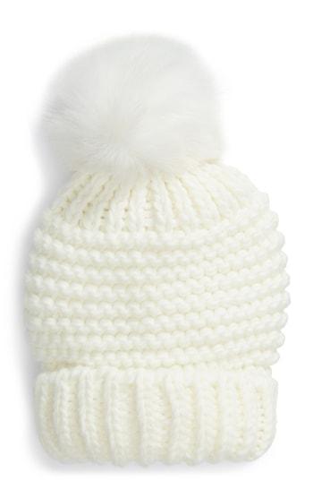Women's Free People Skyline Faux Fur Pom Beanie - Ivory