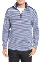 Men's Bugatchi Quarter Zip Stripe Pullover - White