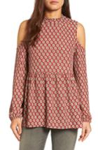 Women's Bobeau Ruffle Neck Babydoll Top, Size - Red