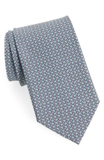 Men's Salvatore Ferragamo Dracena Print Silk Tie, Size - Grey