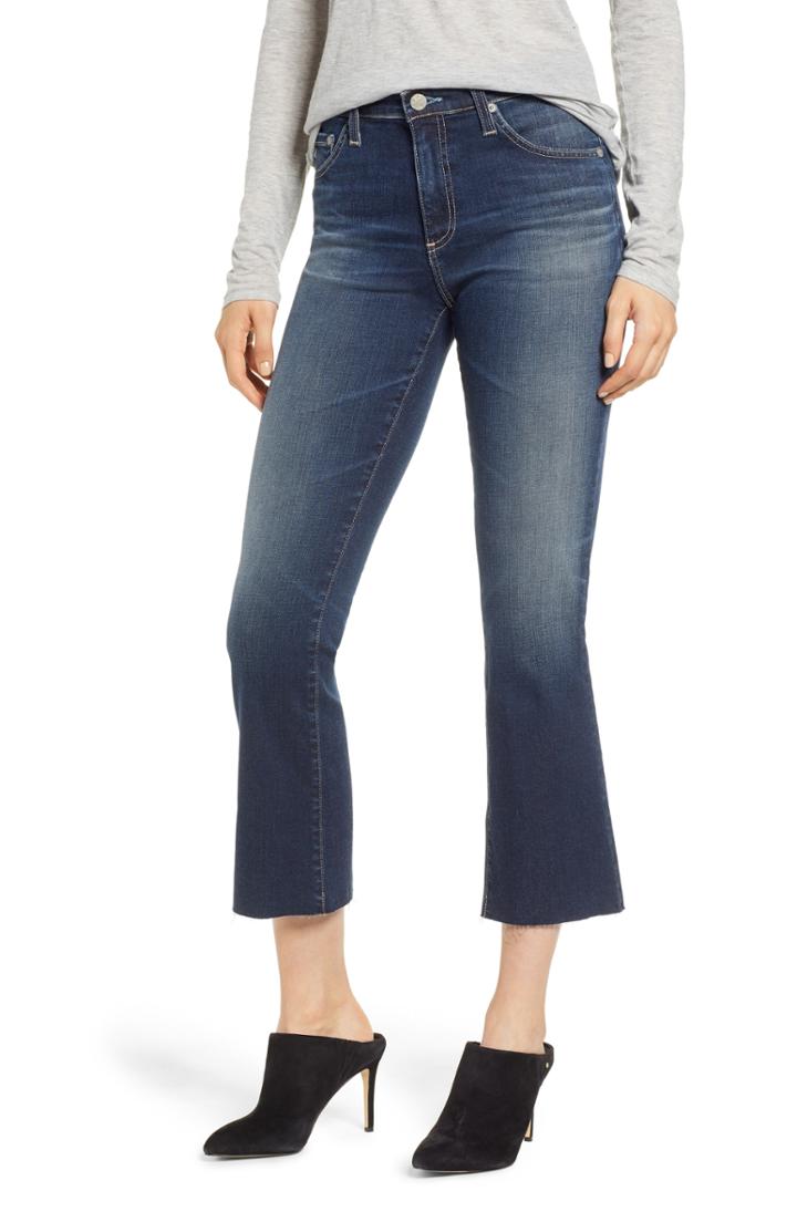 Women's Ag Jodi Raw Hem Crop Flare Jeans - Blue