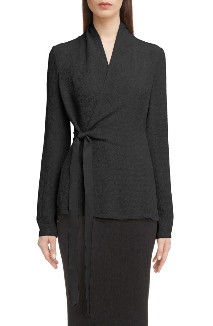 Women's Rick Owens Hammered Wrap Blouse Us / 40 It - Black