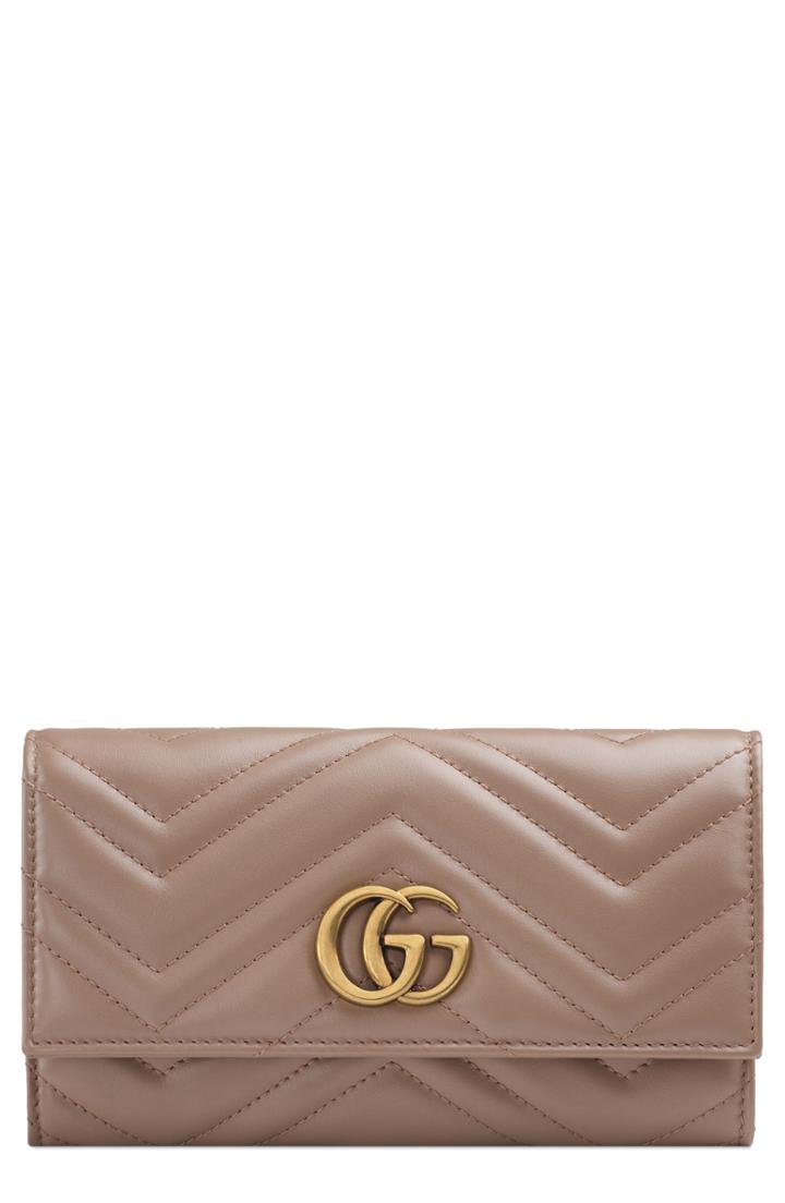 Women's Gucci Marmont 2.0 Leather Continental Wallet - Beige