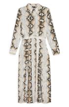 Women's Topshop Snake Print Pleated Shirtdress Us (fits Like 0) - Brown