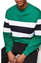 Men's Topman Classic Fit Striped Sweatshirt - Green