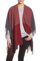 Women's Eileen Fisher Colorblock Wool Wrap, Size - Burgundy