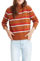 Women's Madewell Stripe Turtleneck Sweatshirt, Size - Brown