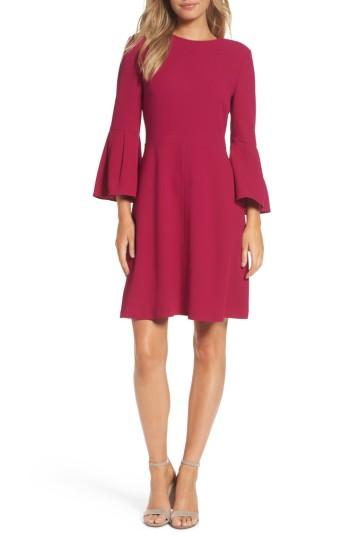 Petite Women's Eliza J Bell Sleeve Fit & Flare Dress P - Pink