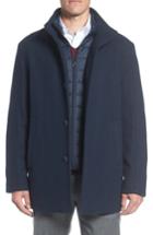 Men's Marc New York Shadow Plaid Car Coat With Zip Out Bib - Blue