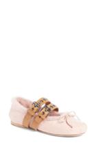 Women's Mu Miu Genuine Rabbit Fur Double Buckle Flat Us / 36eu - Pink
