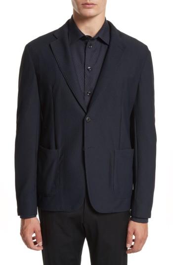 Men's Armani Collezioni Mesh Knit Jacket R Eu - Blue