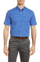 Men's Cutter & Buck Leo Plaid Easy Care Woven Shirt - Blue