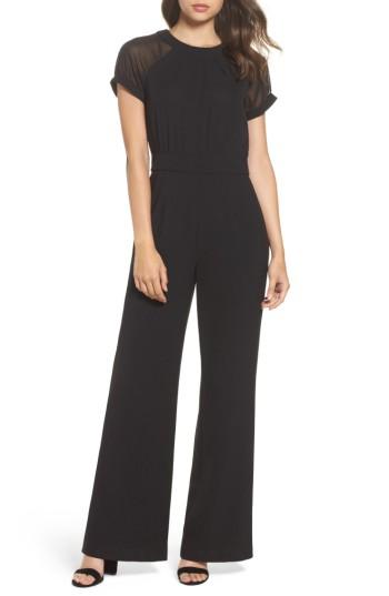 Women's Vince Camuto Chiffon & Crepe Jumpsuit - Black
