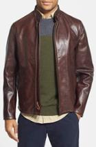 Men's Schott Nyc 'casual Cafe Racer' Slim Fit Leather Jacket - Brown