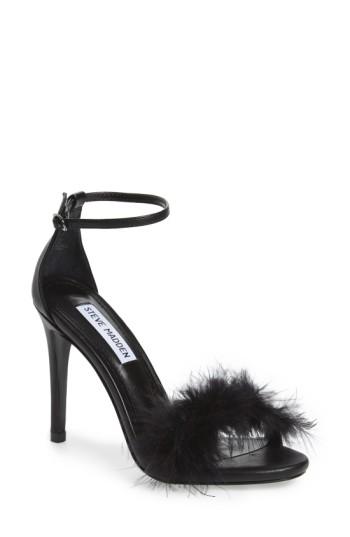 Women's Steve Madden 'scarlett' Marabou Evening Sandal M - Black