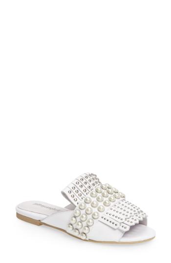 Women's Jeffrey Campbell Talley Embellished Loafer Mule .5 M - White