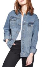 Women's Topshop Oversize Denim Jacket Us (fits Like 2-4) - Blue