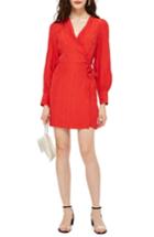 Women's Topshop Feather Jacquard Wrap Dress Us (fits Like 0) - Red
