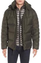Men's Andrew Marc Quilted Down Jacket With Zip Out Bib - Green