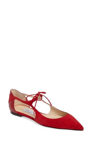 Women's Jimmy Choo Vanessa Lace-up Flat Us / 36eu - Red