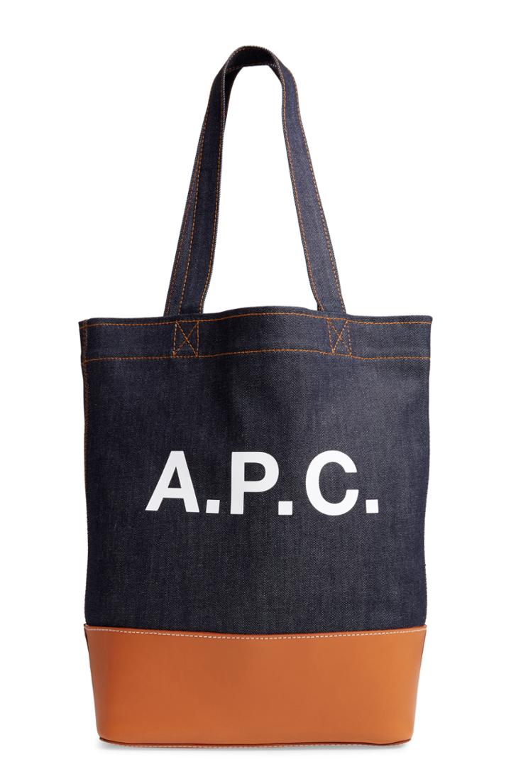 A.p.c. Axelle Denim & Leather Tote -