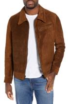 Men's Schott Nyc Unlined Rough Out Oiled Cowhide Trucker Jacket - Brown