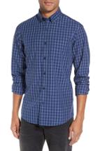 Men's Nordstrom Men's Shop Trim Fit Plaid Sport Shirt, Size - Blue