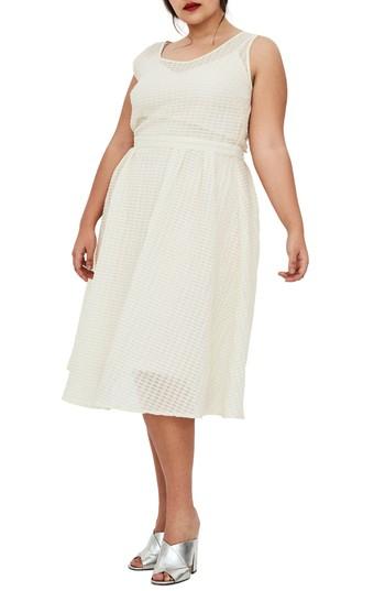Women's Elvi The Evelyn Textured Midi Dress Us / 14 Uk - Ivory