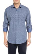 Men's Bugatchi Classic Fit Print Sport Shirt, Size - Grey