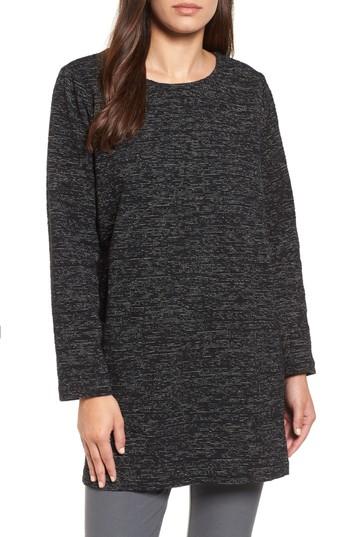 Women's Eileen Fisher Boxy Organic Cotton Blend Tunic Sweater, Size - Black