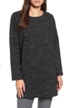 Women's Eileen Fisher Boxy Organic Cotton Blend Tunic Sweater, Size - Black