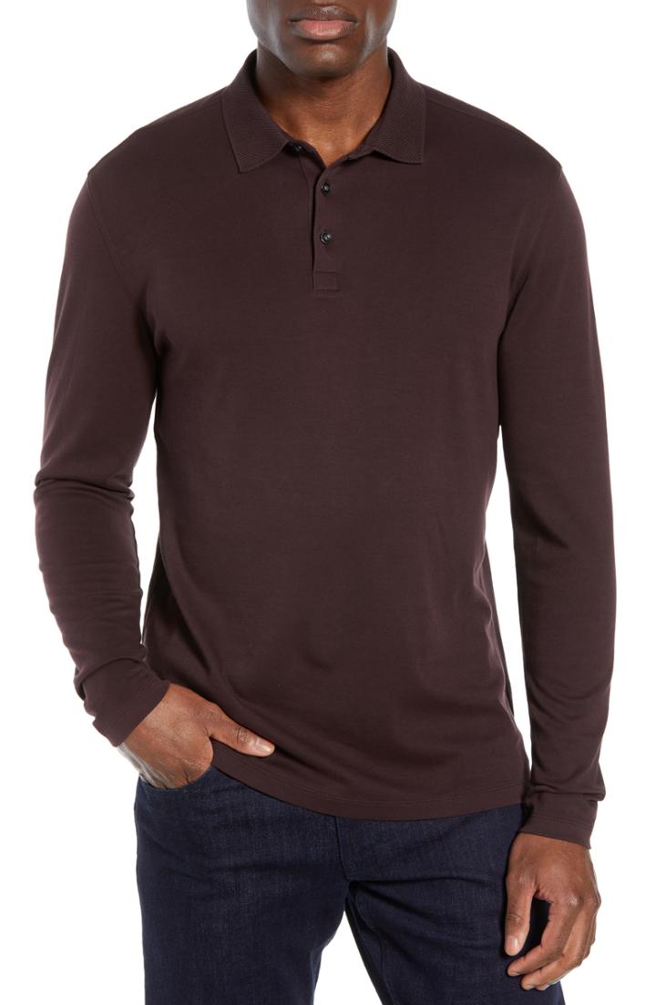 Men's Robert Barakett Batiste Long Sleeve Polo - Red