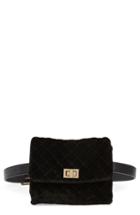 Mali + Lili Nikki Quilted Velvet Belt Bag - Black