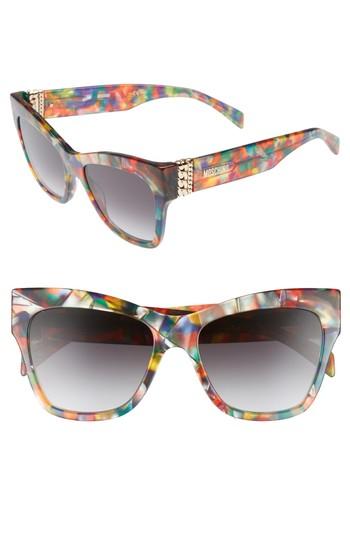 Women's Moschino 53mm Cat's Eye Sunglasses - Purple Black Multi