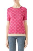Women's Gucci Gg Jacquard Logo Sweater - Pink