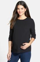 Women's Loyal Hana 'christy' Long Sleeve Maternity/nursing Top - Black