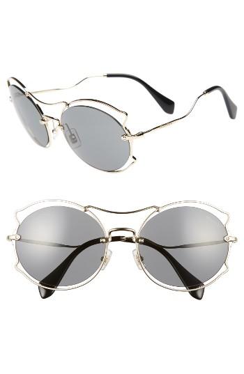 Women's Miu Miu 57mm Retro Sunglasses - Pale Gold