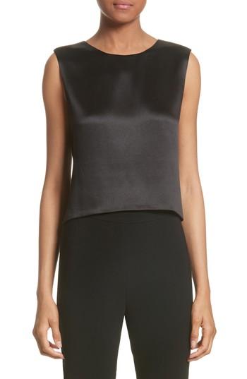 Women's Brandon Maxwell Silk Satin Crop Tank - Red