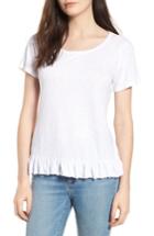 Women's Socialite Mineral Wash Ruffle Hem Tee - White