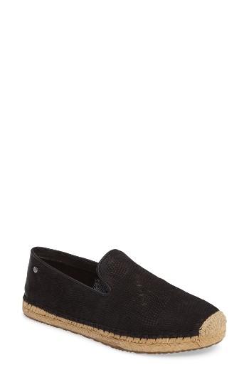 Women's Ugg Sandrinne Ii Snake Embossed Espadrille Flat .5 M - Black