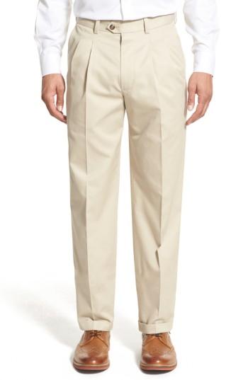 Men's Nordstrom Mens Shop Classic Smartcare(tm) Supima Cotton Pleated Trousers