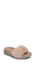 Women's Donald J Pliner Furfi Genuine Rabbit Fur Slide Sandal .5 M - Pink