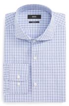 Men's Boss Mark Sharp Fit Check Dress Shirt L - Purple