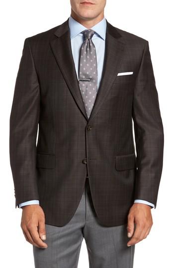 Men's Peter Millar Flynn Classic Fit Plaid Wool Sport Coat S - Brown